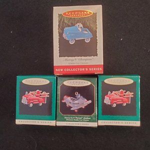 Hallmark 4 Miniature Ornaments Kiddie Car Classics NIB